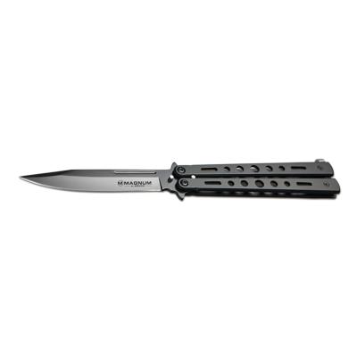 BOKER MAGNUM - COUTEAU PAPILLON - BALISONG ALL BLACK - MANCHE ACIER - 06EX402