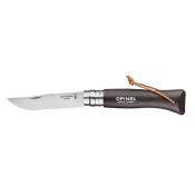 OPINEL - COUTEAU PLIANT - BAROUDEUR N°08 - INOX - NOIR BRUN - LANIERE CUIR