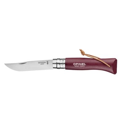 OPINEL - COUTEAU PLIANT - BAROUDEUR N°08 - INOX - GRENAT - LANIERE CUIR