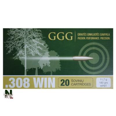 GGG - MUNITION - CAT C - 7.62 - 308WIN - 180 GR - FMJ - GGG308180 - X20