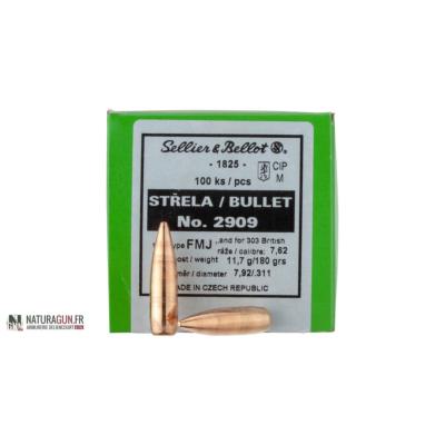 SELLIER & BELLOT - OGIVES - 30 - FMJ - 180 GR - 2909 - 7.92/311 - 764138 - X100