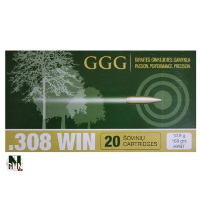 GGG - MUNITION - CAT C - 7.62 - 308WIN - 168 GR - FMJ - NOSLER - GGG308168 - X20
