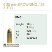 SELLIER & BELLOT - MUNITION - CAT B - 25 ACP - 6.35MM - 50 G - FMJ - 3087 - X50