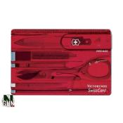 VICTORINOX - SWISS CARD - RUBIS - TRANSLUCIDE - 10 FONCTIONS - 0.7100.T