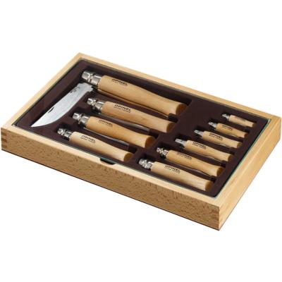 OPINEL - COUTEAU PLIANT - COFFRET BOIS - 10 OPINEL - INOX - VIROBLOC - OP001311